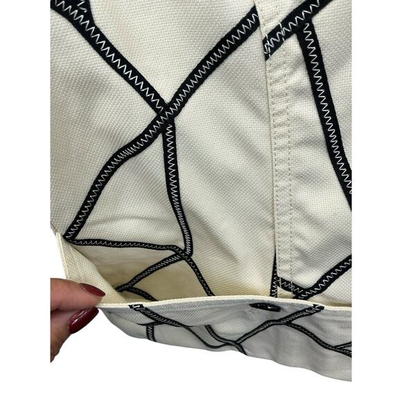 Perse Abstract Print Jacket Ivory Black Button Down 3/4 Sleeve Blazer Size 8 - Picture 9 of 16